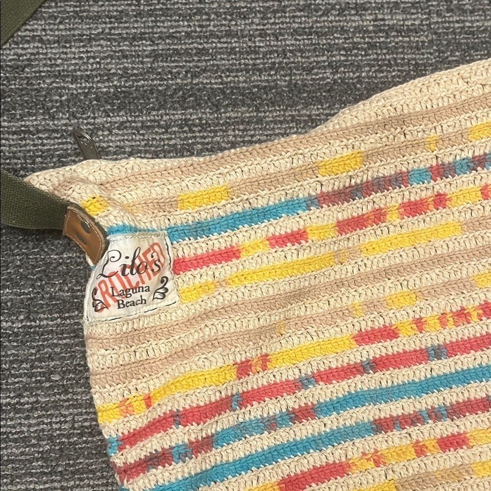 Lilos Laguna Beach Large Striped Crochet Shoulder Bag